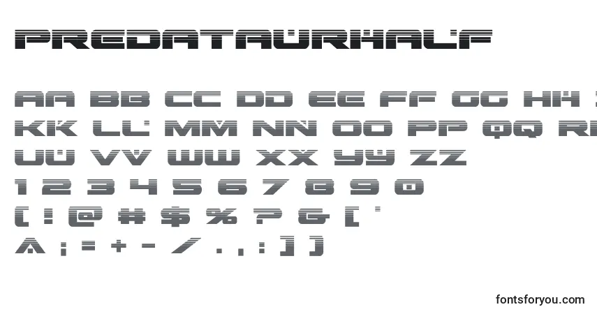 A fonte Predataurhalf – alfabeto, números, caracteres especiais