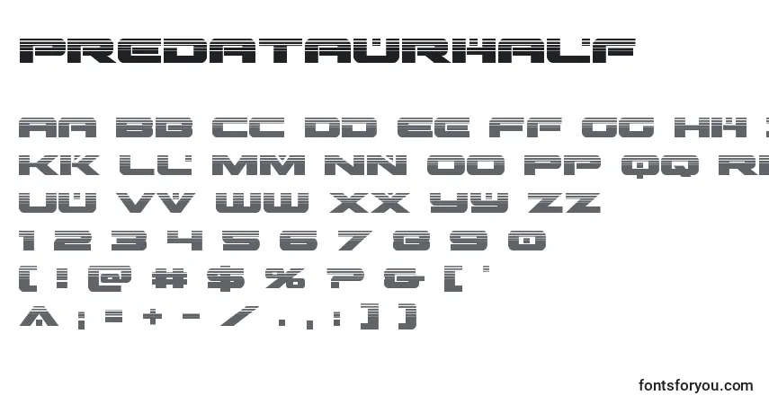 A fonte Predataurhalf (137266) – alfabeto, números, caracteres especiais