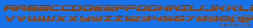 predataurhalfital-Schriftart – Braune Schriften auf blauem Hintergrund