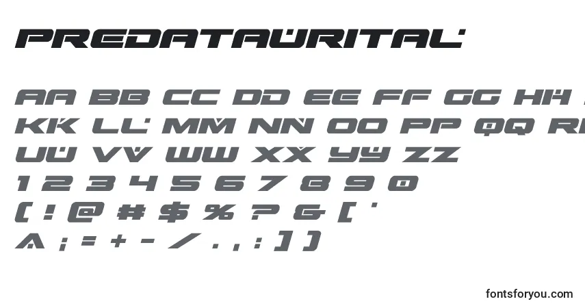 Шрифт Predataurital – алфавит, цифры, специальные символы