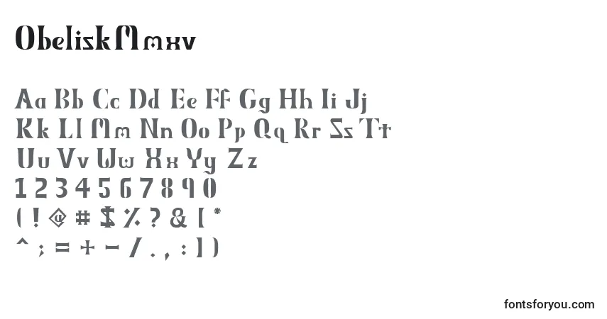 Czcionka ObeliskMmxv – alfabet, cyfry, specjalne znaki