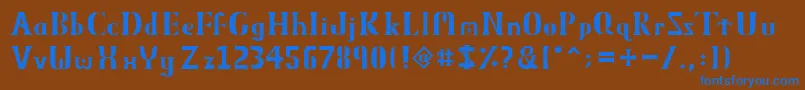 ObeliskMmxv-Schriftart – Blaue Schriften auf braunem Hintergrund