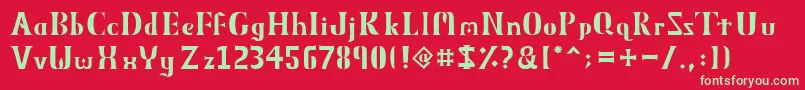 フォントObeliskMmxv – 赤い背景に緑の文字