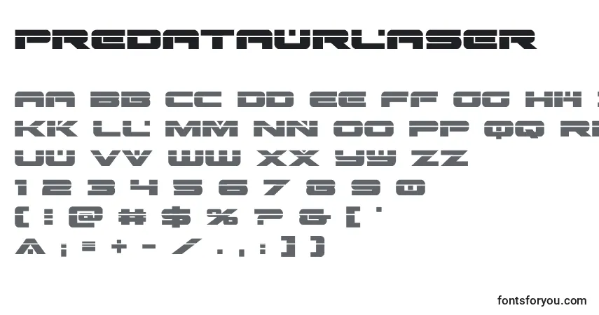 Czcionka Predataurlaser – alfabet, cyfry, specjalne znaki