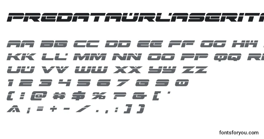 Schriftart Predataurlaserital (137274) – Alphabet, Zahlen, spezielle Symbole