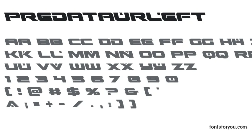 A fonte Predataurleft – alfabeto, números, caracteres especiais
