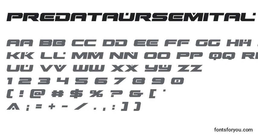 Czcionka Predataursemital – alfabet, cyfry, specjalne znaki