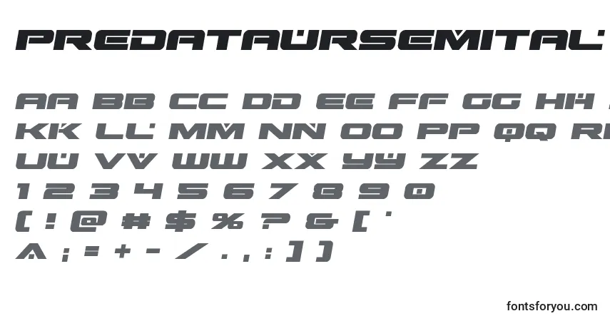A fonte Predataursemital (137278) – alfabeto, números, caracteres especiais