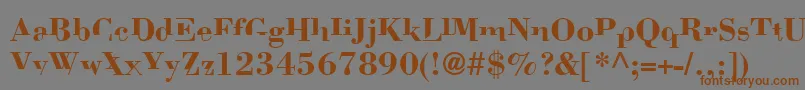 フォントBodonimutant – 茶色の文字が灰色の背景にあります。