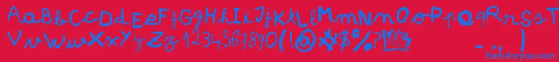 pree school Font – Blue Fonts on Red Background