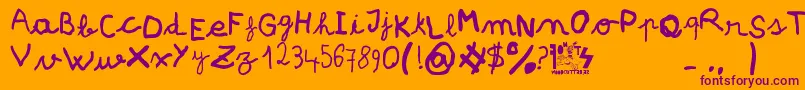 Fonte pree school – fontes roxas em um fundo laranja
