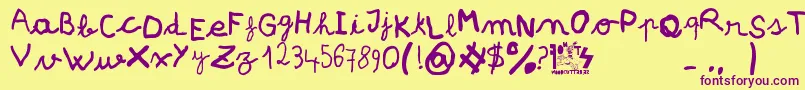 Шрифт pree school – фиолетовые шрифты на жёлтом фоне