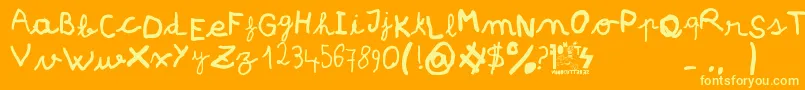 pree school-Schriftart – Gelbe Schriften auf orangefarbenem Hintergrund