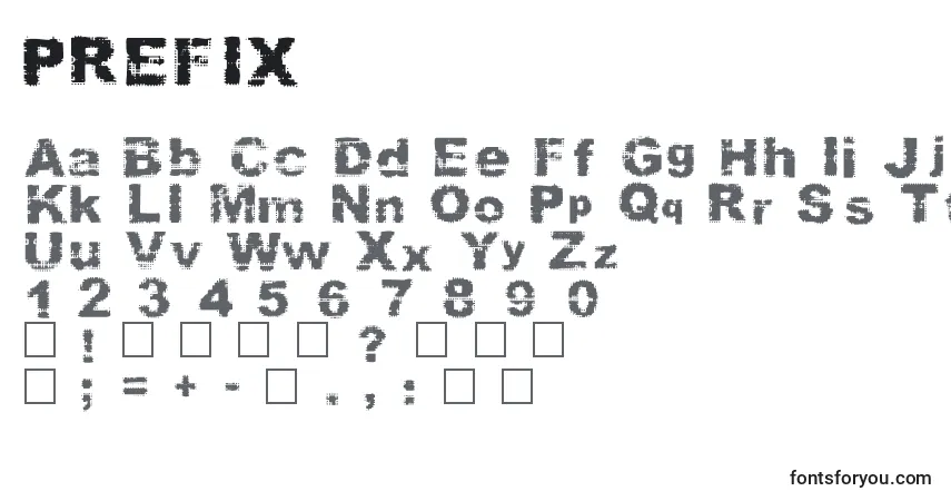 A fonte PREFIX (137282) – alfabeto, números, caracteres especiais