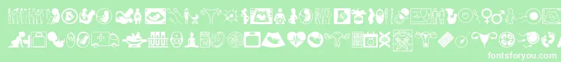 Pregnancy-Schriftart – Weiße Schriften auf grünem Hintergrund