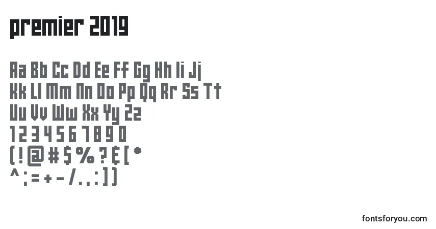Schriftart Premier 2019 – Alphabet, Zahlen, spezielle Symbole