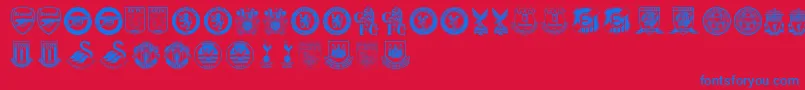 Premier League-Schriftart – Blaue Schriften auf rotem Hintergrund