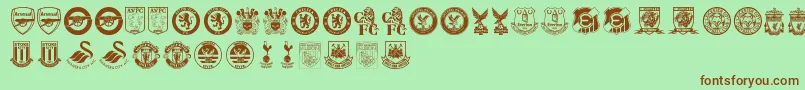 Fonte Premier League – fontes marrons em um fundo verde