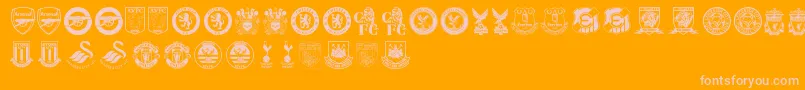 Premier League-Schriftart – Rosa Schriften auf orangefarbenem Hintergrund