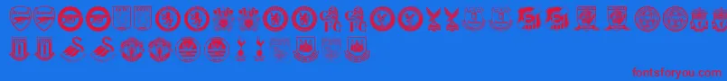 Premier League-Schriftart – Rote Schriften auf blauem Hintergrund