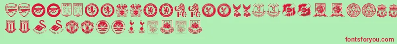 Czcionka Premier League – czerwone czcionki na zielonym tle