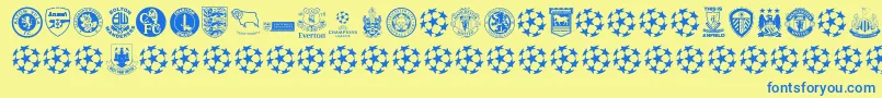 Premiership Font – Blue Fonts on Yellow Background