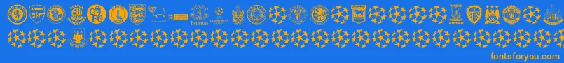 Premiership Font – Orange Fonts on Blue Background
