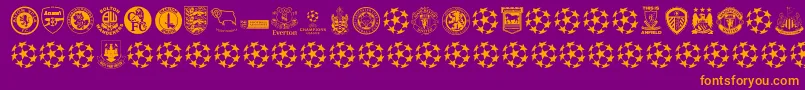 Fonte Premiership – fontes laranjas em um fundo violeta