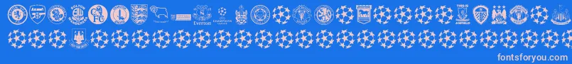 Czcionka Premiership – różowe czcionki na niebieskim tle