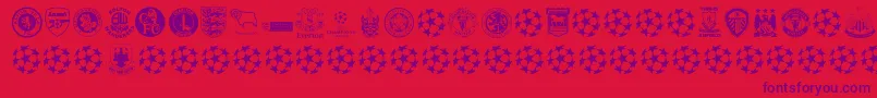 Fonte Premiership – fontes roxas em um fundo vermelho