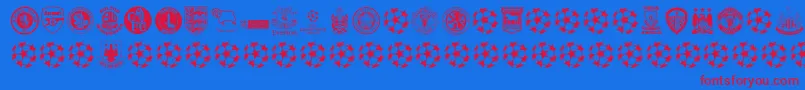 Premiership Font – Red Fonts on Blue Background