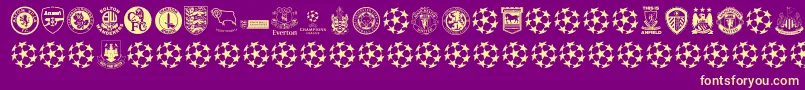 Premiership-Schriftart – Gelbe Schriften auf violettem Hintergrund