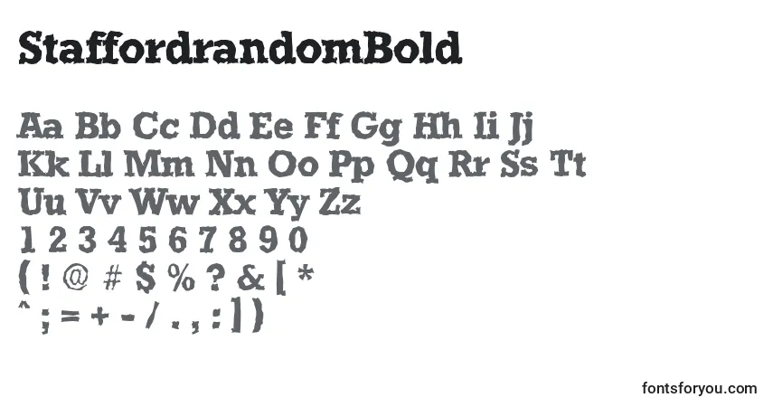 A fonte StaffordrandomBold – alfabeto, números, caracteres especiais