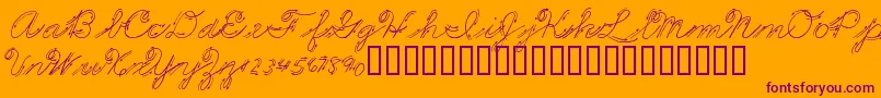 PREMMS  -Schriftart – Violette Schriften auf orangefarbenem Hintergrund