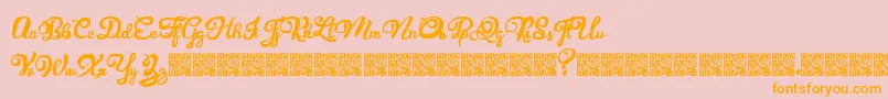 Prescribe-Schriftart – Orangefarbene Schriften auf rosa Hintergrund