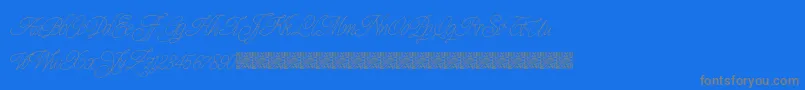 Prescriptivism-Schriftart – Graue Schriften auf blauem Hintergrund