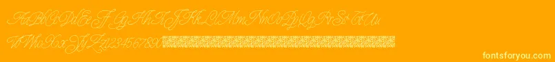 Prescriptivism-Schriftart – Gelbe Schriften auf orangefarbenem Hintergrund