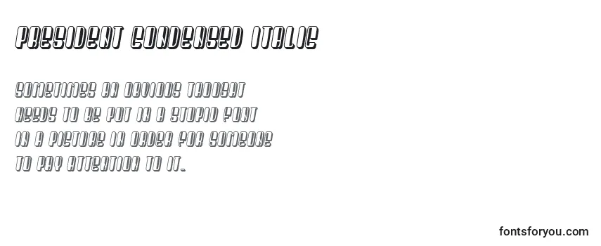 Przegląd czcionki President Condensed Italic