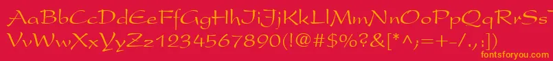 フォントPresident – 赤い背景にオレンジの文字