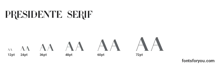 Размеры шрифта Presidente serif
