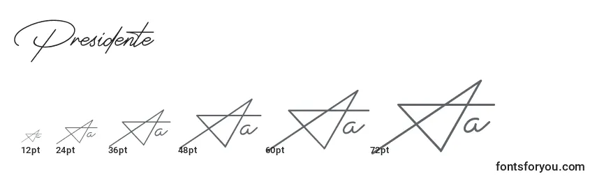 Tamanhos de fonte Presidente