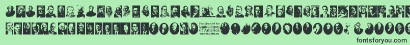 Fonte Presidents of the United States of America – fontes pretas em um fundo verde