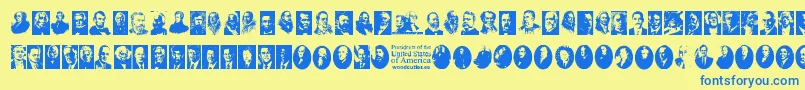 Presidents of the United States of America Font – Blue Fonts on Yellow Background