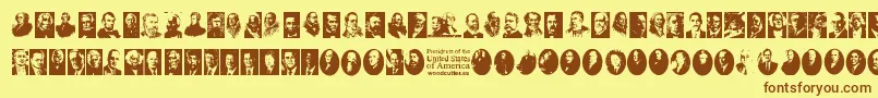 Fonte Presidents of the United States of America – fontes marrons em um fundo amarelo