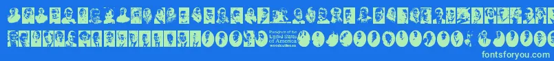 Presidents of the United States of America Font – Green Fonts on Blue Background