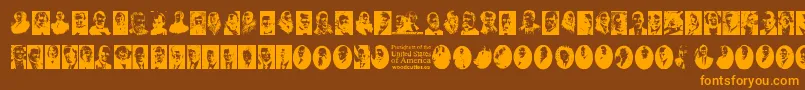Presidents of the United States of America Font – Orange Fonts on Brown Background