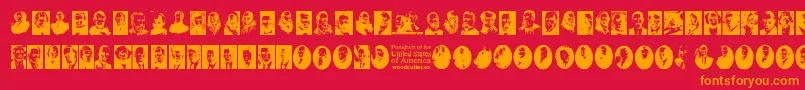 Czcionka Presidents of the United States of America – pomarańczowe czcionki na czerwonym tle