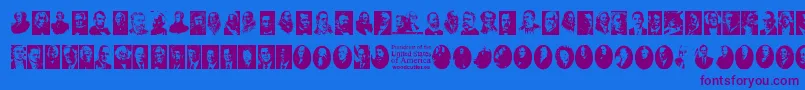 Presidents of the United States of America Font – Purple Fonts on Blue Background