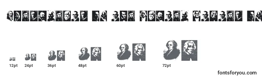 Größen der Schriftart Presidents of the United States of America