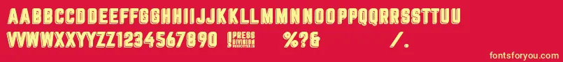 press division Font – Yellow Fonts on Red Background